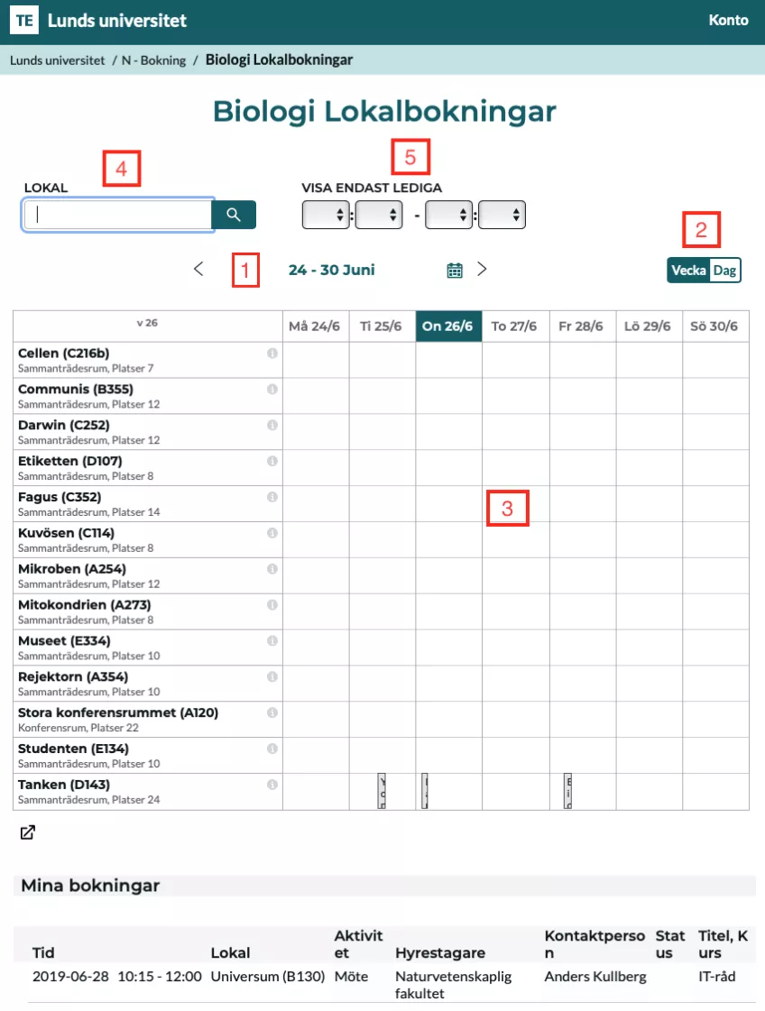 A screen shot to illustrate the booking process.