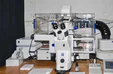 Microscope system for live single-cell imaging. Photo.